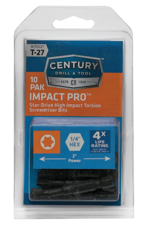 Century Drill And Tool Star Screwdriver Bit T27 Power Bit 2 Impact Pro 10 Pack