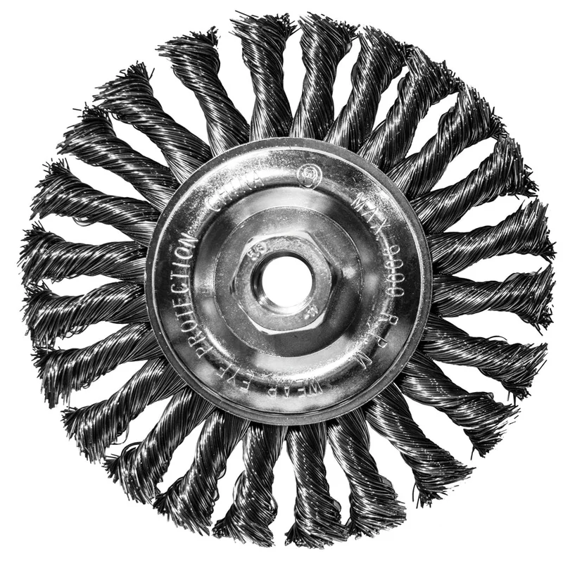 Century Drill And Tool Wire Wheel Coarse Knot 6 Size 5/8" X 11" Arbor Safe Rpm 9,000