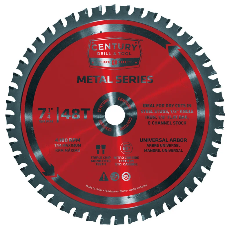 Century Drill & Tool Metal Series Circular Saw Blade 7-1/4 X 48t X 5/8 Arbor Metal Cutting