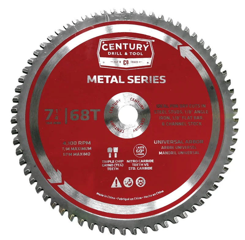 Century Drill & Tool Metal Series Circular Saw Blade 7-1/4 X 68t X 5/8 Arbor Metal Cutting