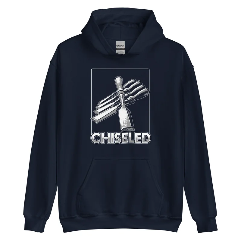 "Chiseled" Unisex Hoodie for Woodworkers (Multiple Colors) Black
