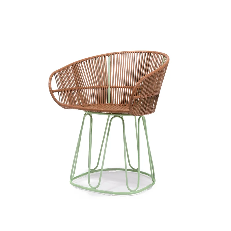 Circo Leather Dining Chair cognac brown/pastel green