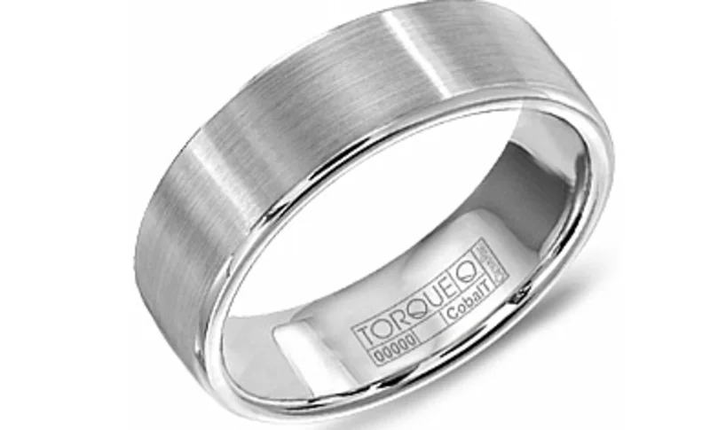 COBALT WHITE 7MM SANDPAPER TOP HIGH POLISH ROUNDED EDGES MENS BAND SIZE 10