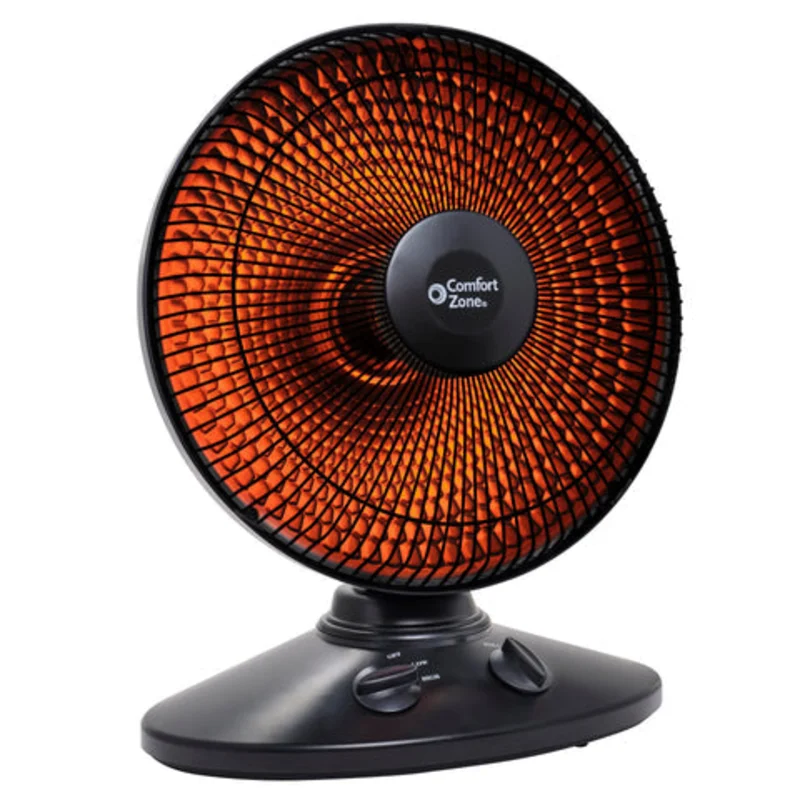 Comfort Zone Electric Oscillating Radiant Dish Heater With Adjustable Tilt In Black Black