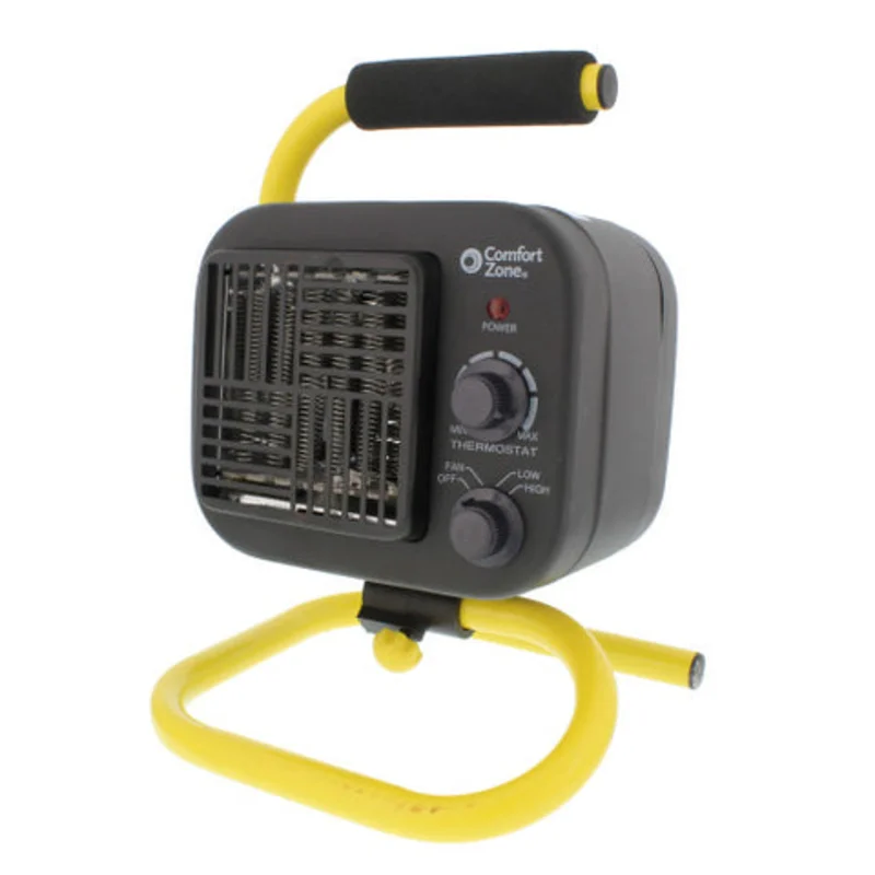Comfort Zone Utility Shop Heater With Tubular Stand In Black Black