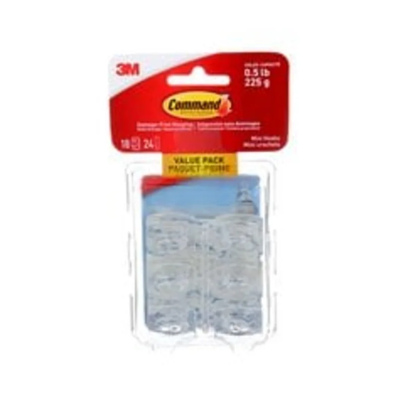Command Mini Hooks 17006CLR-VP, Clear, Small, 18 Hooks/24 Strips/Pack