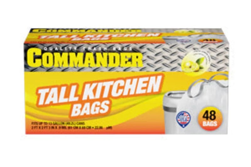 Commander 13 Gallon 0.7 MIL Tall Kitchen White Drawstring Trash Bags - 24" x 25"