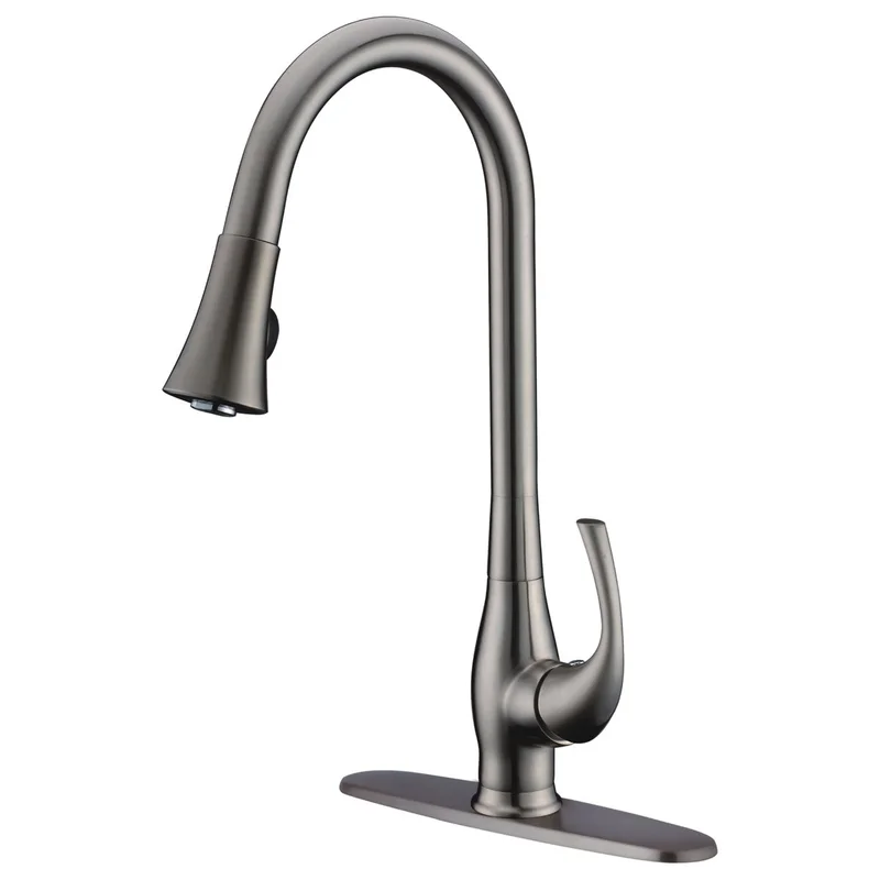 Compass Manufacturing 191-6601 Grand Single Handle Kitchen Faucet Brushed Nickel Finish