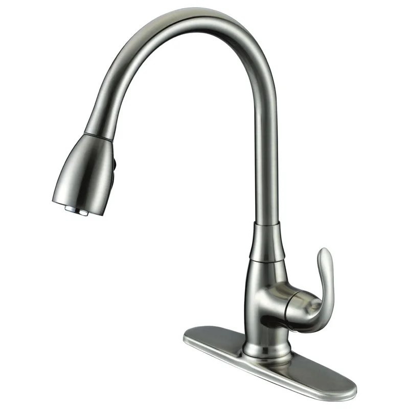 Compass Manufacturing 191-7698 Noble Single Handle Kitchen Faucet Brushed Nickel Finish
