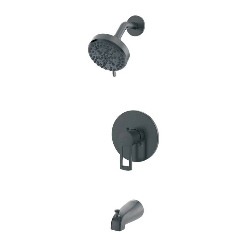 Compass Manufacturing 192-8102 Westdale Single Handle Tub and Shower Faucet Black Stainless