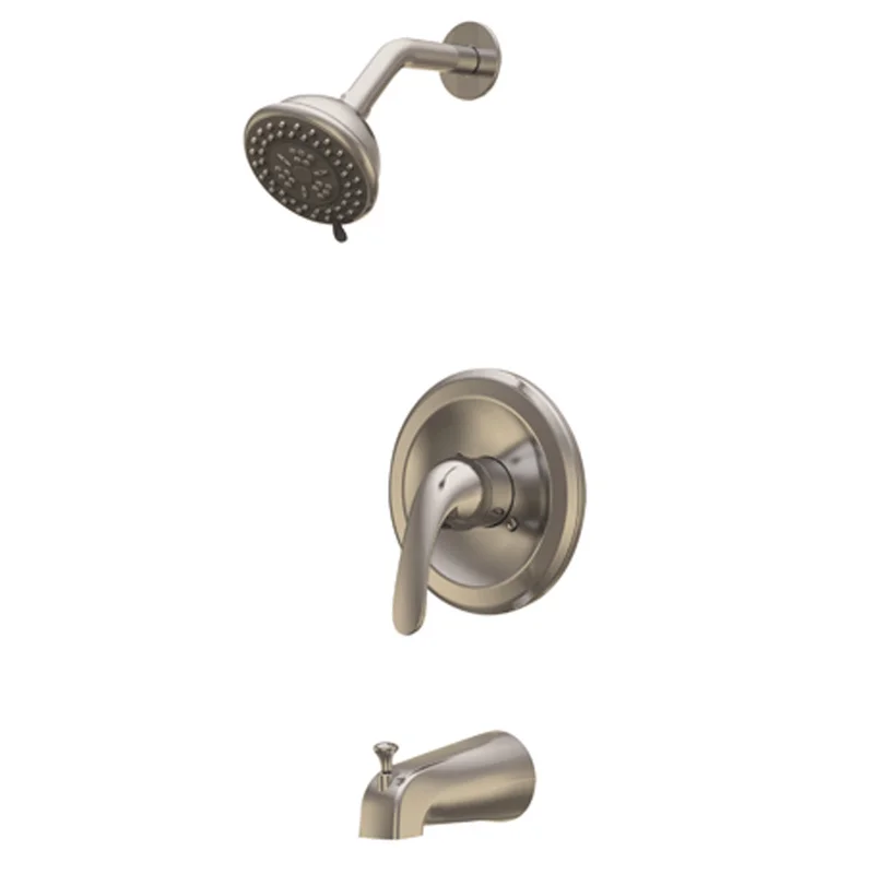 Compass Manufacturing 211-6579 Noble Single Handle Tub and Shower Faucet Brushed Nickel Finish