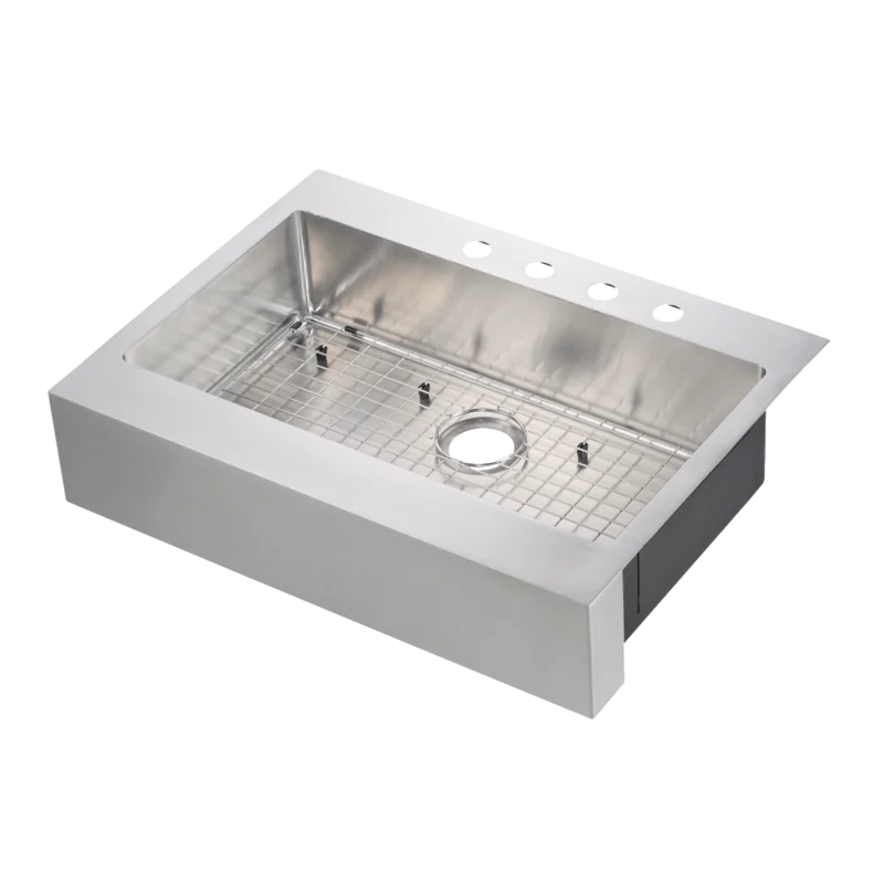 Compass Manufacturing 482-6516 Retrofit 33 x 24 Single Bowl R15 Radius Dual-Mount Flat Apron Front Farm Sink