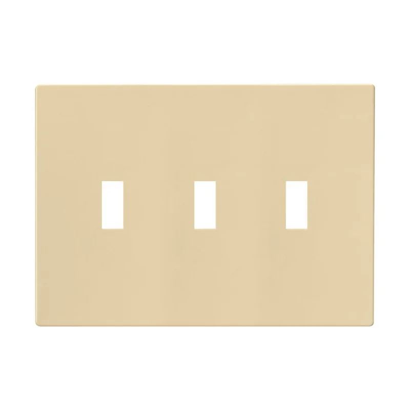 Cooper Wiring Devices 3-Gang Screwless Toggle Switch Mid Size Wall Plate, Ivory Ivory