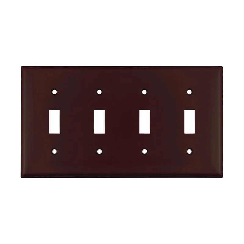 Cooper Wiring Devices 4 - Gang Standard Toggle Plate, Brown Brown