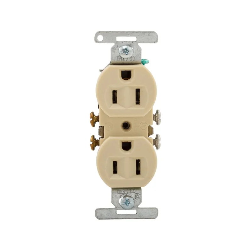 Cooper Wiring Devices Standard Duplex Receptacles, Ivory, 2-pole / 3-wire Ivory