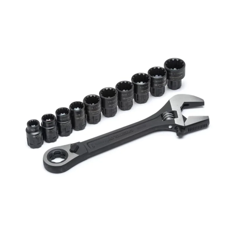 Crescent 11 Pc. Pass-Thru X6 Black Oxide Adjustable Wrench and Spline Socket Set