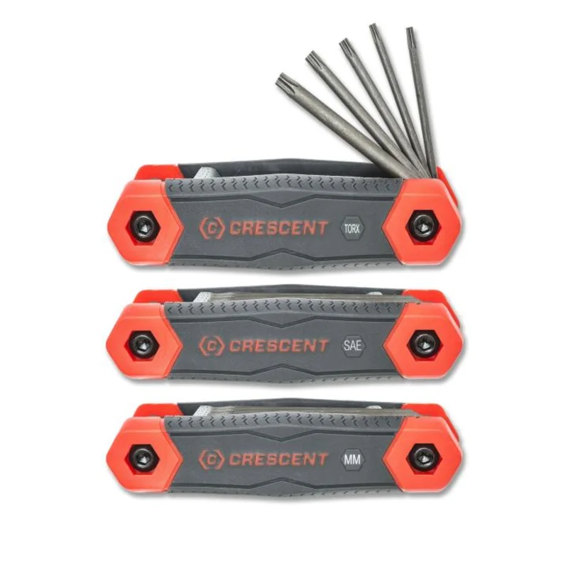 Crescent 3 Pc. Folding SAE/Metric/Torx Dual Material Key Set