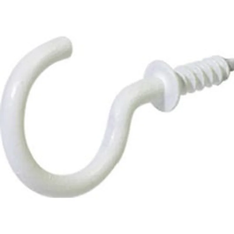 Cup Hook, Vinyl-Covered, White, 7/8-In., 6-Pk.