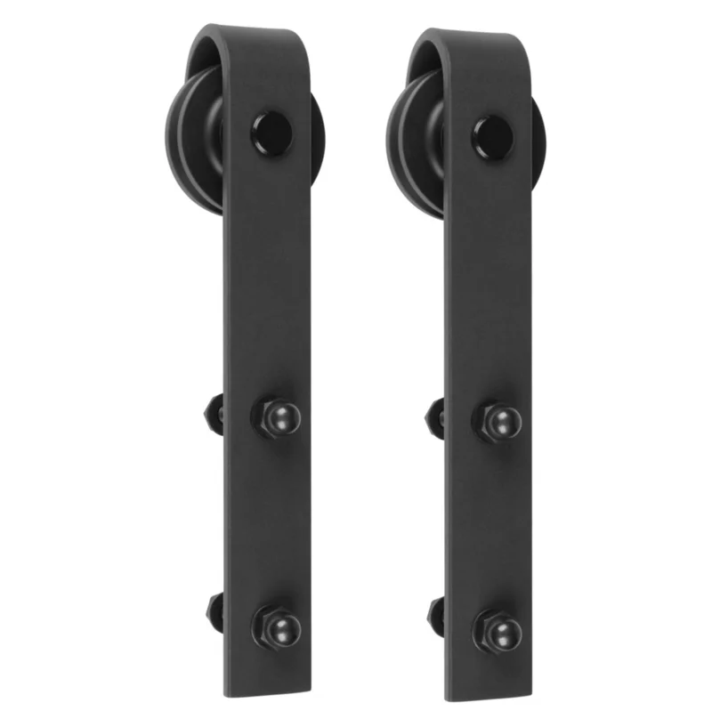 Delaney Hardware 1000 Series Flat Track Sliding Barn Door Hardware Kit (8-Foot Door) Black