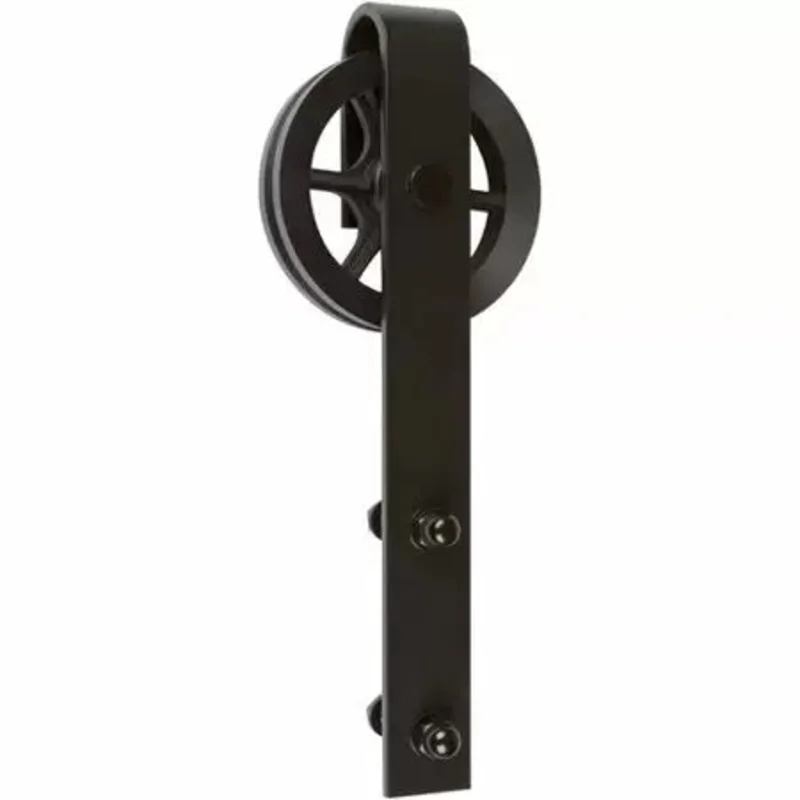 Delaney Hardware 5000 Series 6 ft. Black Wagon Wheel Style Rollers Barn Door Hardware Black