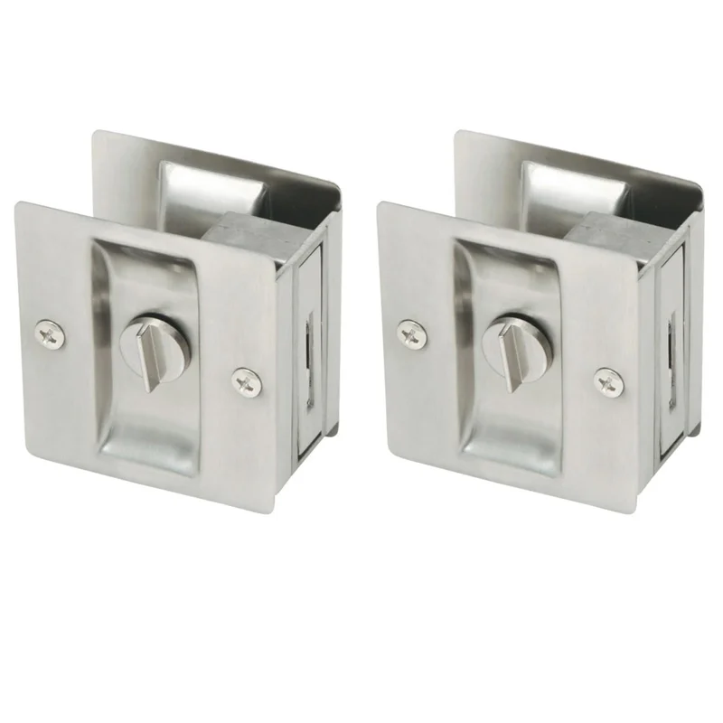 Design House 2-Pack Rectangular Privacy Pocket Door Passage is Finished in Satin Nickel Satin Nickel