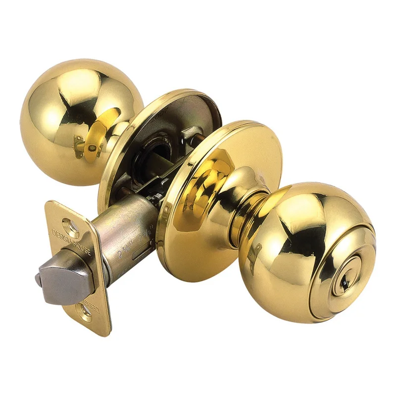 Design House Ball 2-Way Latch Entry Door Knob in Polished Brass Polished Brass