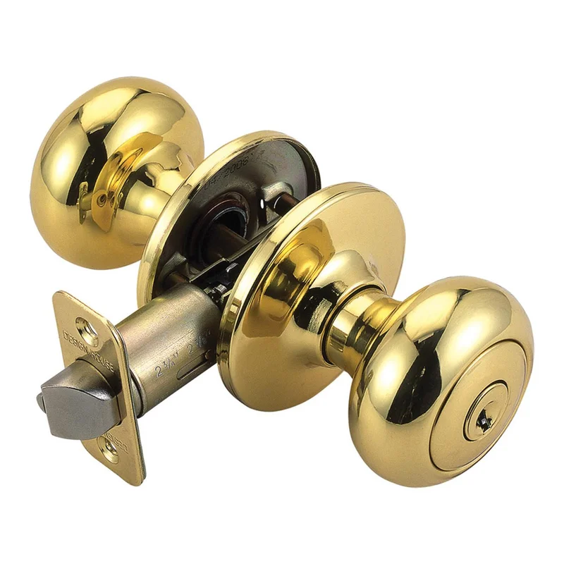 Design House Cambridge 2-Way Latch Entry Door Knob in Polished Brass Polished Brass