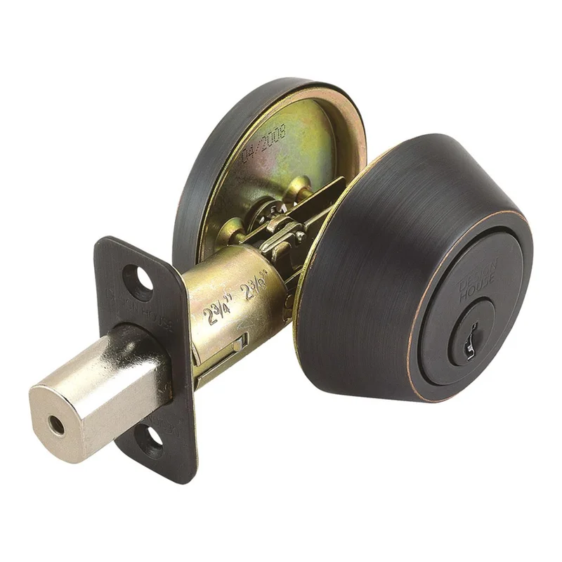 Design House Single Cylinder 2-Way Latch Deadbolt with Adjustable Backset in Oil-Rubbed Bronze Oil-Rubbed Bronze
