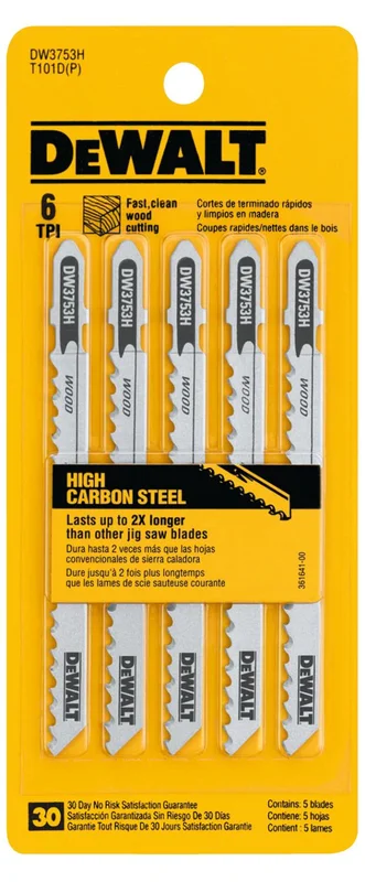 Dewalt T Shank Wood Cutting Jig Saw Blades 4" 6 TPI