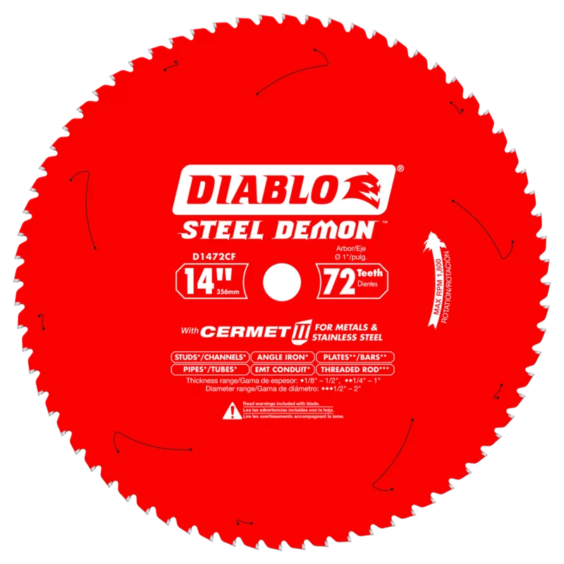 Diablo 14 in. x 72 Tooth Steel Demon Cermet II Saw Blade for Metals and Stainless Steel