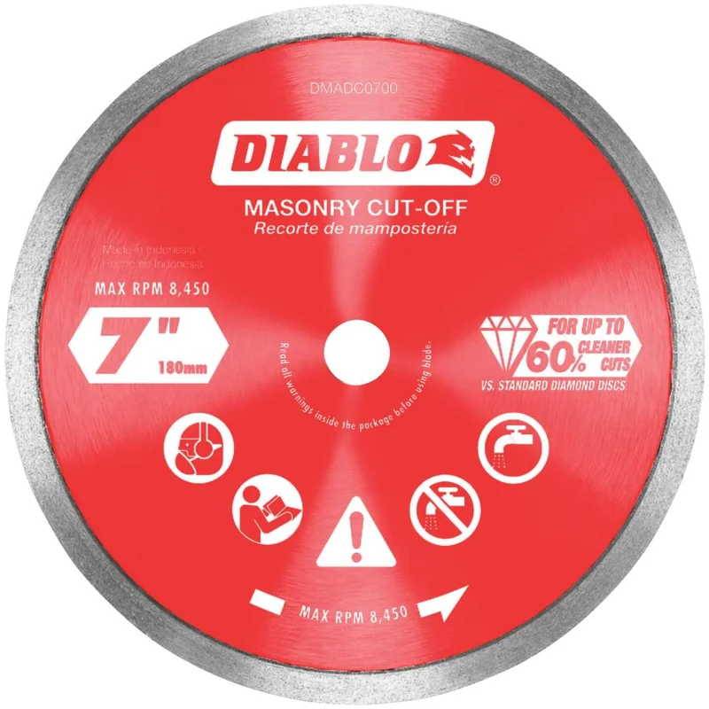 Diablo 7 In. Diamond Continuous Rim Dry/Wet Cut Diamond Blade