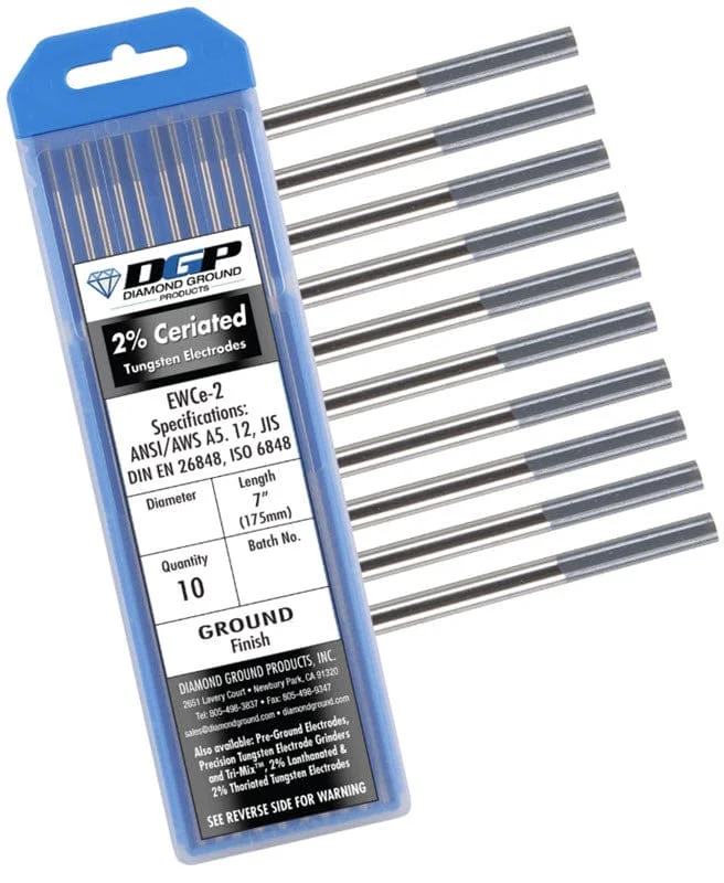 Diamond Ground 2% Ceriated Tungsten Electrode