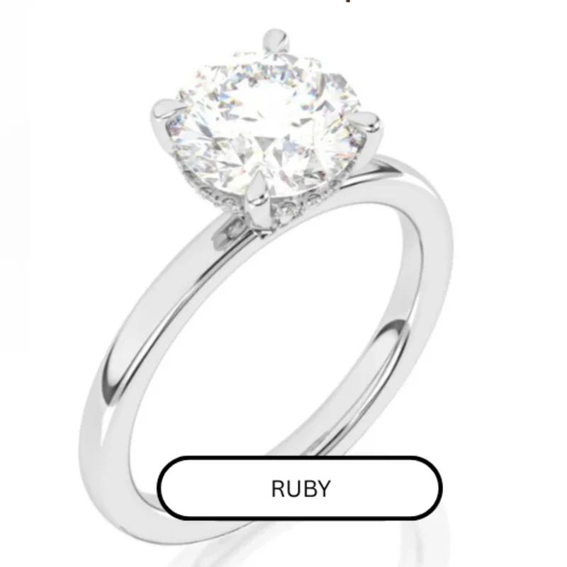 Diamond Under Halo Cathedral Engagement (Ruby)