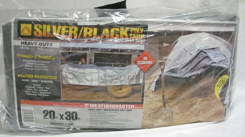 Dize Weathermaster Heavy Duty Black/Silver Poly Tarp 20' x 30' Black/Silver