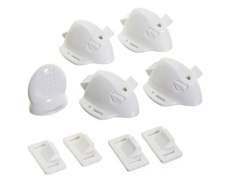 Dreambaby Adhesive Mag Lock - 4 Locks 1 Key White