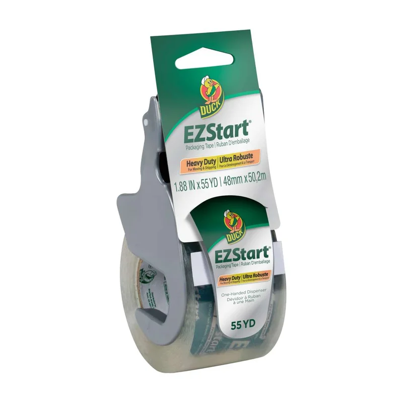 Duck Brand EZ Start Packing Tape with One-Handed Dispenser - Clear, 1.88 in. x 55.5 yd. Clear