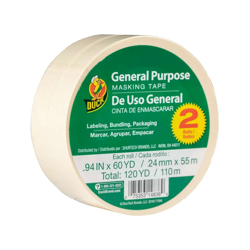 Duck Brand General Purpose Masking Tape - Beige, 2 pk, .94 in. x 60 yd. Beige