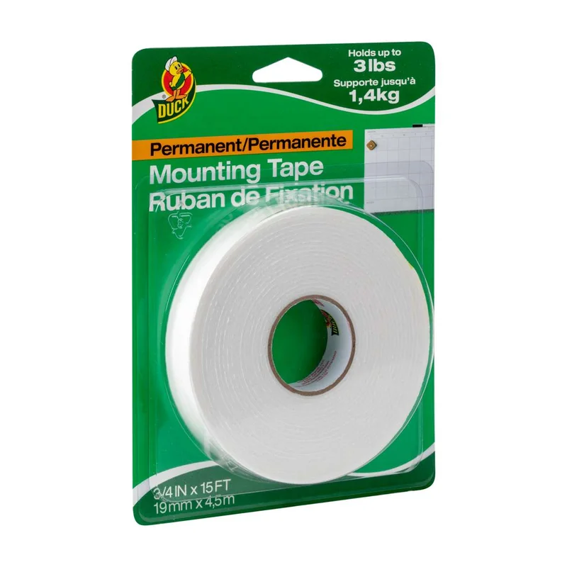 Duck Brand Permanent Mounting Tape - White, .75 in. x 15 ft. White
