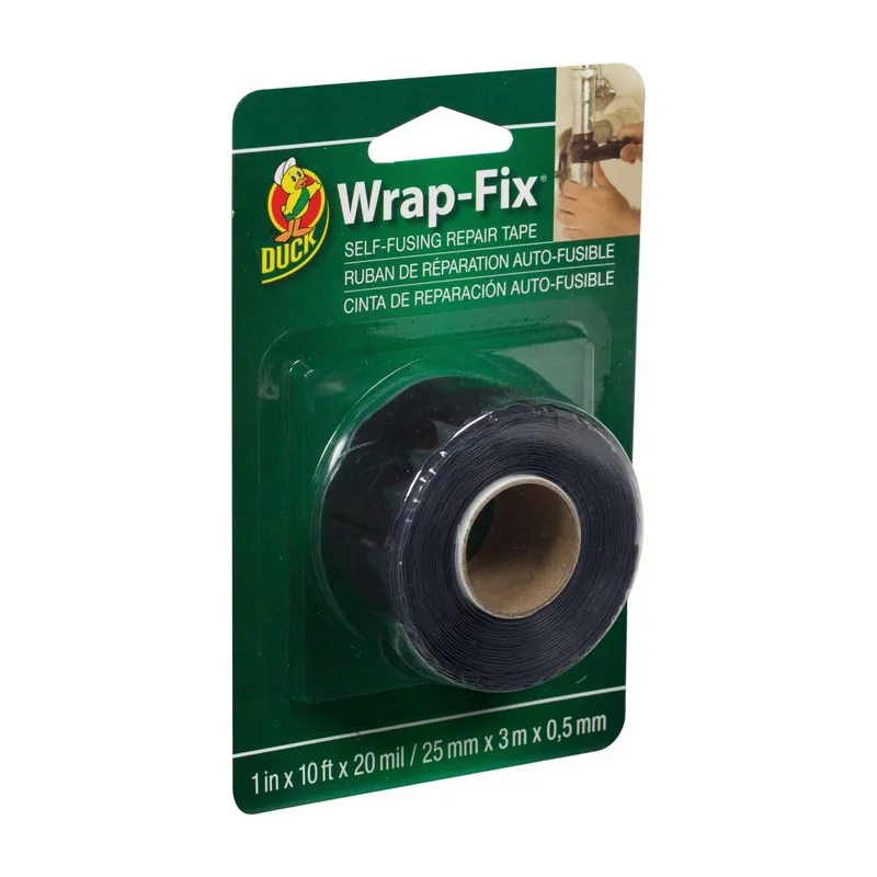 Duck Brand Wrap-Fix Self-Fusing Repair Tape - Black, 1 in. x 10 ft.