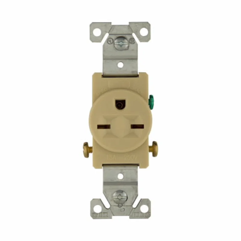 Eaton Cooper Wiring Commercial Specification Grade Single Receptacle 15A, 250V Ivory Ivory