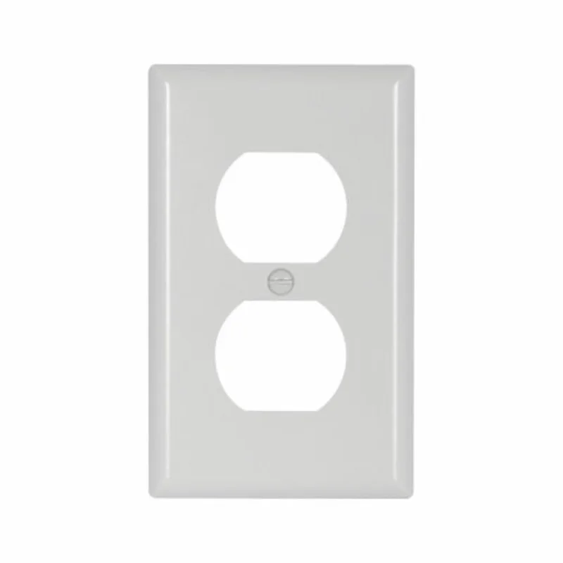 Eaton Cooper Wiring Duplex Receptacle Wallplate, White 1 Gang White