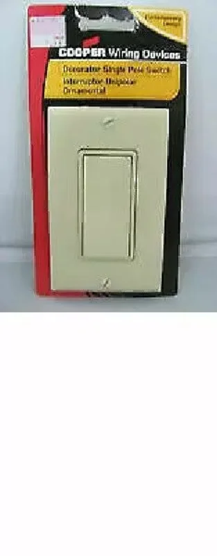 Eaton Cooper Wiring Grounded Decorator Switch, 15 Amp, 125/277V White White