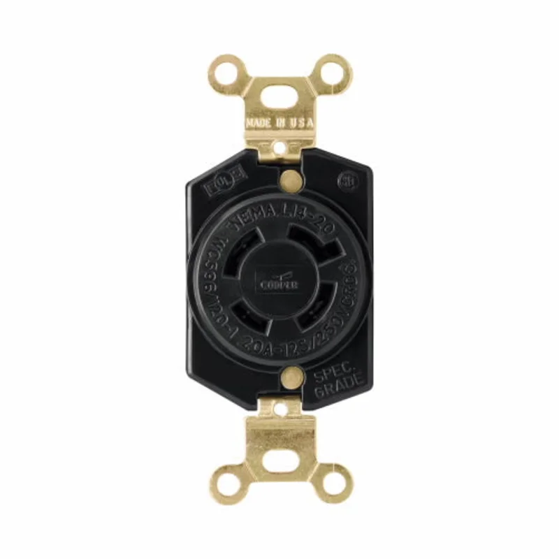 Eaton Cooper Wiring Locking Receptacle 20A, 125/250V Black Black