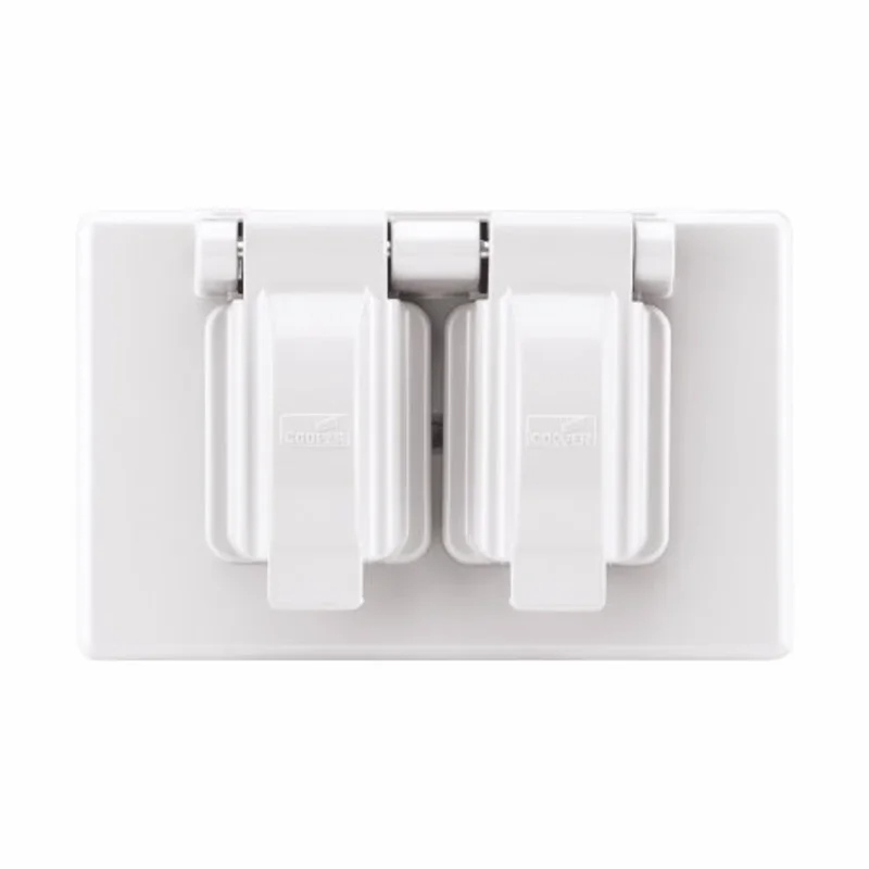 Eaton Cooper Wiring Non-metallic Duplex Receptacle Cover, White Horizontal White