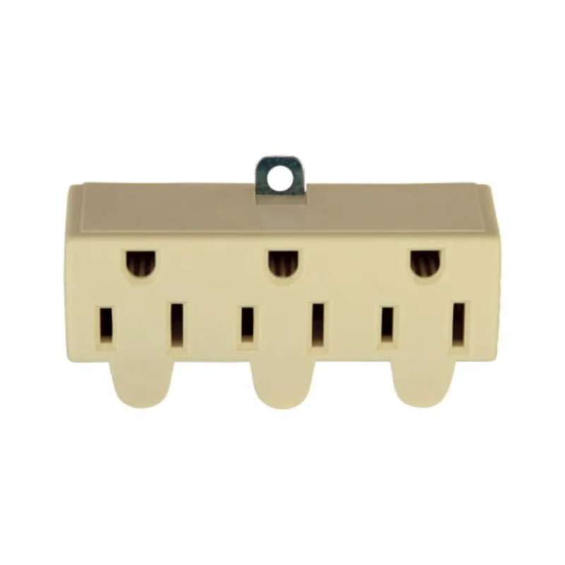 Eaton Cooper Wiring Swivel Three Outlet Tap 15A, 125V Ivory Ivory
