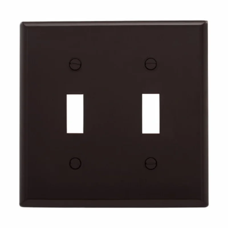 Eaton Cooper Wiring Toggle Wallplate, Brown 2 Gang Brown