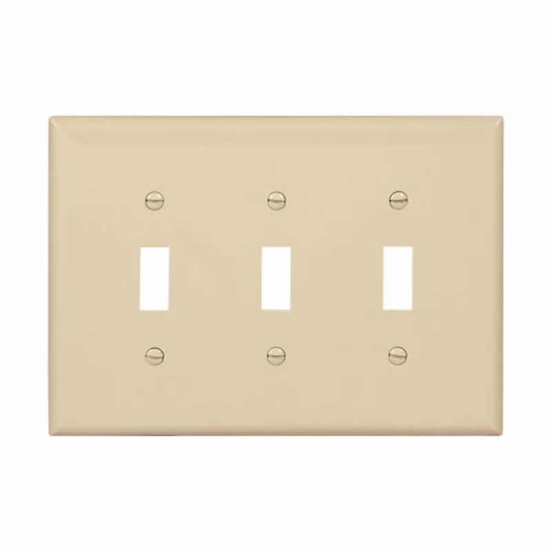 Eaton Cooper Wiring Toggle Wallplate, Ivory 3 Gang Ivory