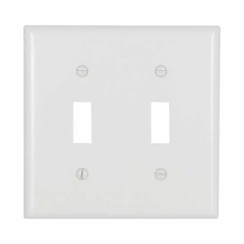 Eaton Cooper Wiring Toggle Wallplate, White 2 Gang White