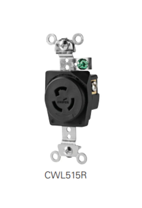 Eaton Single Phase Locking Receptacle Black
