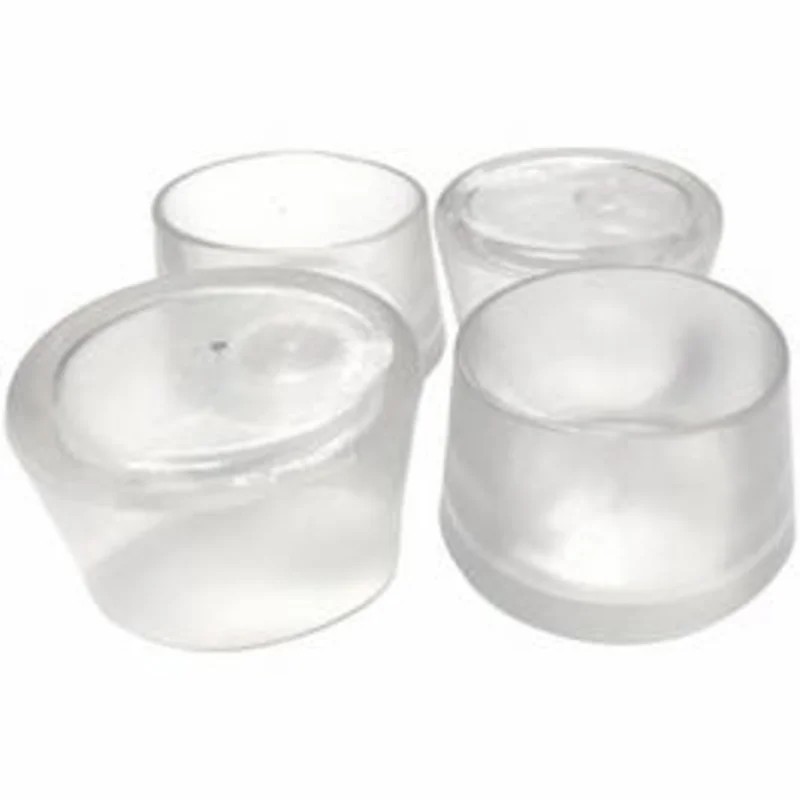 Elastomer Leg Tips, 1-1/2In., Clear, Thermoplastic, 4-Pk